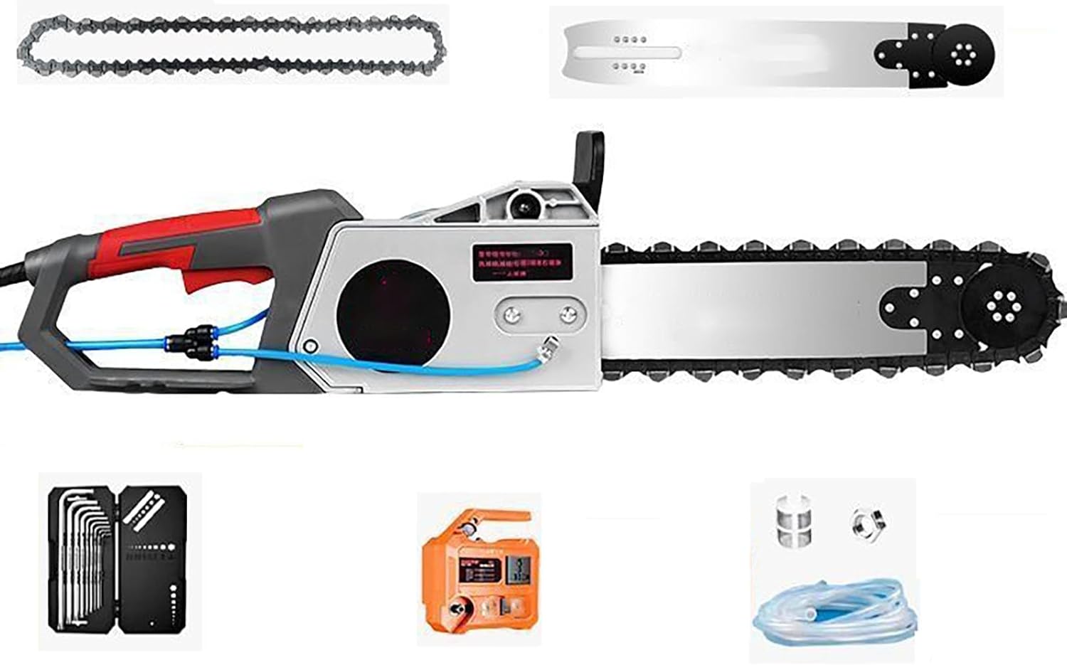 Electric Concrete Chainsaw Wall Cutter - Handheld Diamond Chainsaw with Water Supply and Dust Suppression, 350mm/480mm Cutting Depth, Suitable for Reinforced Concrete 480