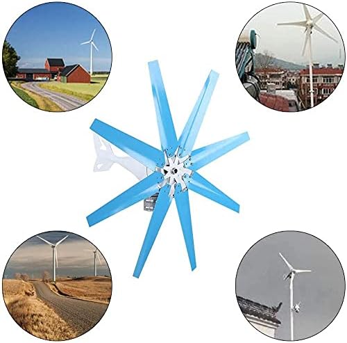 Wind Turbine Generator, 8 Blades Wind Power Machine, 4000W Low Vibration Wind Power Generator Kit Special Stator Designs Electromagnetic Braking