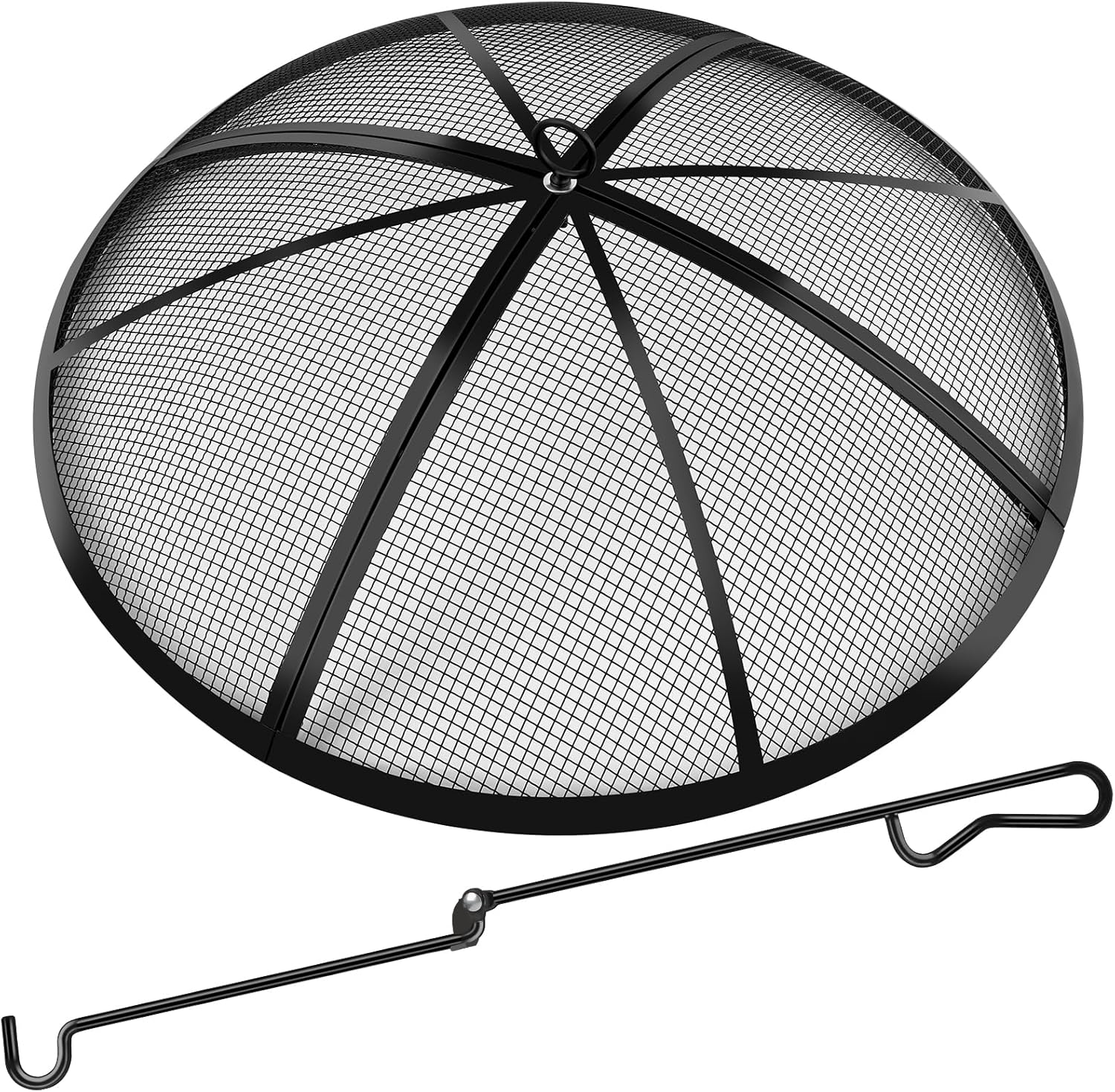 Fire Pit Spark Screen, Fire Pit Screen 36 Inch Round with Handle & Poker, Collapsible Heavy Duty Mesh Fire Pit Cover Fire Pit Lid for Outdoor/Patio/Backyard/RV Camping/Beach