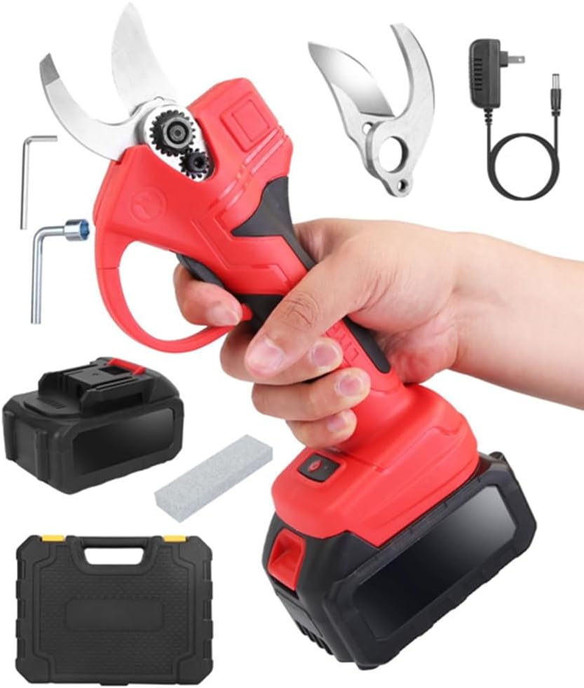 21V Cordless Electric Pruning Shears, 550W Powerful Tree Branch Cutter with 2 x 6000mAh Batteries, 1.57