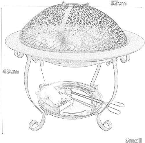Fire Pits Outdoor Wood Burning Fire Pits 32Cm Diamete Fire Pit - Outdoor Fire Large Bonfire Wood Burning Patio Coal Grill Firepit for Outside Grill Charcoal with Cover BBQ Cooking for Outside Camping