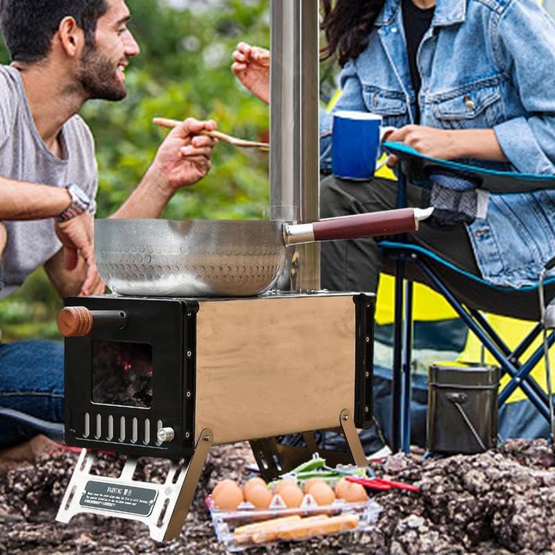 Outdoor Fireplaces Portable Wood Foldable Camping Stove Outdoor with Gloves Collapsible Tent for Backpack Fishing Heating Fire Pits