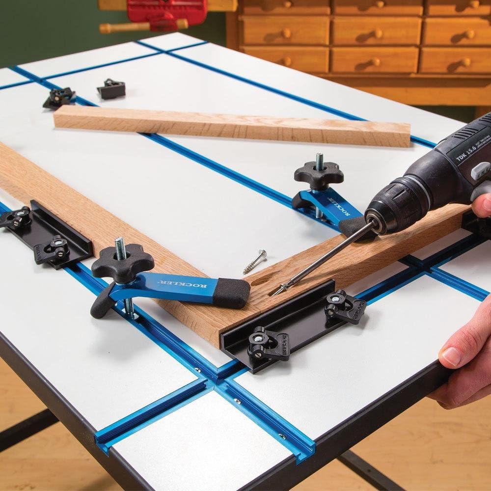 Rockler T Track Table Top (28” x 40”) - T Track Accessories for Fast & Stable Sawing, Sanding, Routing, or Assembly – Extruded Aluminum T-Slots Workbench Top - Aluminum T Track for Tables, Stands