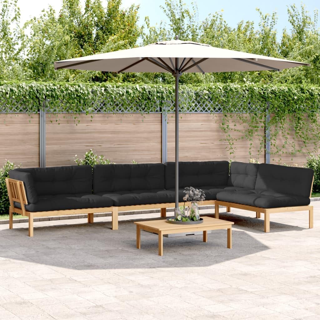 5 Piece Patio Pallet Sofa Set with Cushions Solid Wood Acacia,Acacia Wood Patio Sofa Set with Cushions for Outdoor Relaxation Outdoor Furniture, Patio Seating