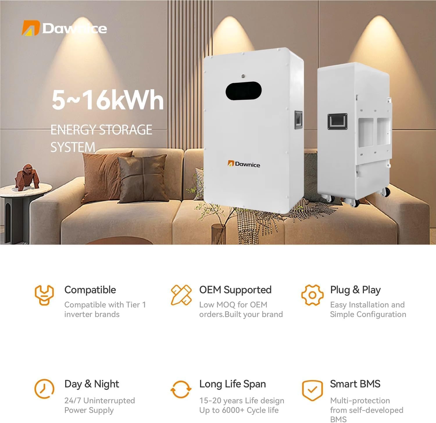 5kwh Solar Storage Lithium Battery 48V 51.2V 100Ah Battery Backup Wall-Mounted Power LiFePo4 Home Solar Electric System Storage Batteries for Camping Home Use, Emergency
