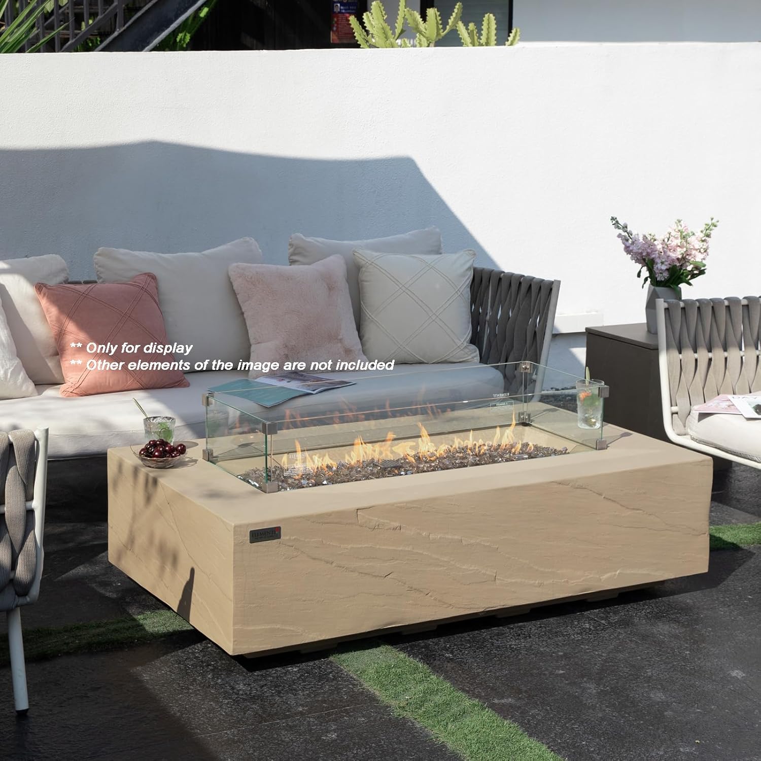 Rectangle Wind Screen for Elementi Plus Positano Fire Table/Riviera Fire Table - OFG410/OFG415-WS