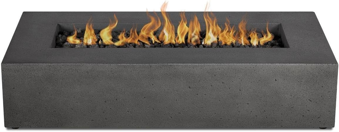 BBQGuys Signature La Valle 56-Inch Rectangle Natural Gas Fire Table - Carbon (Ships as Propane w/Conversion Kit)