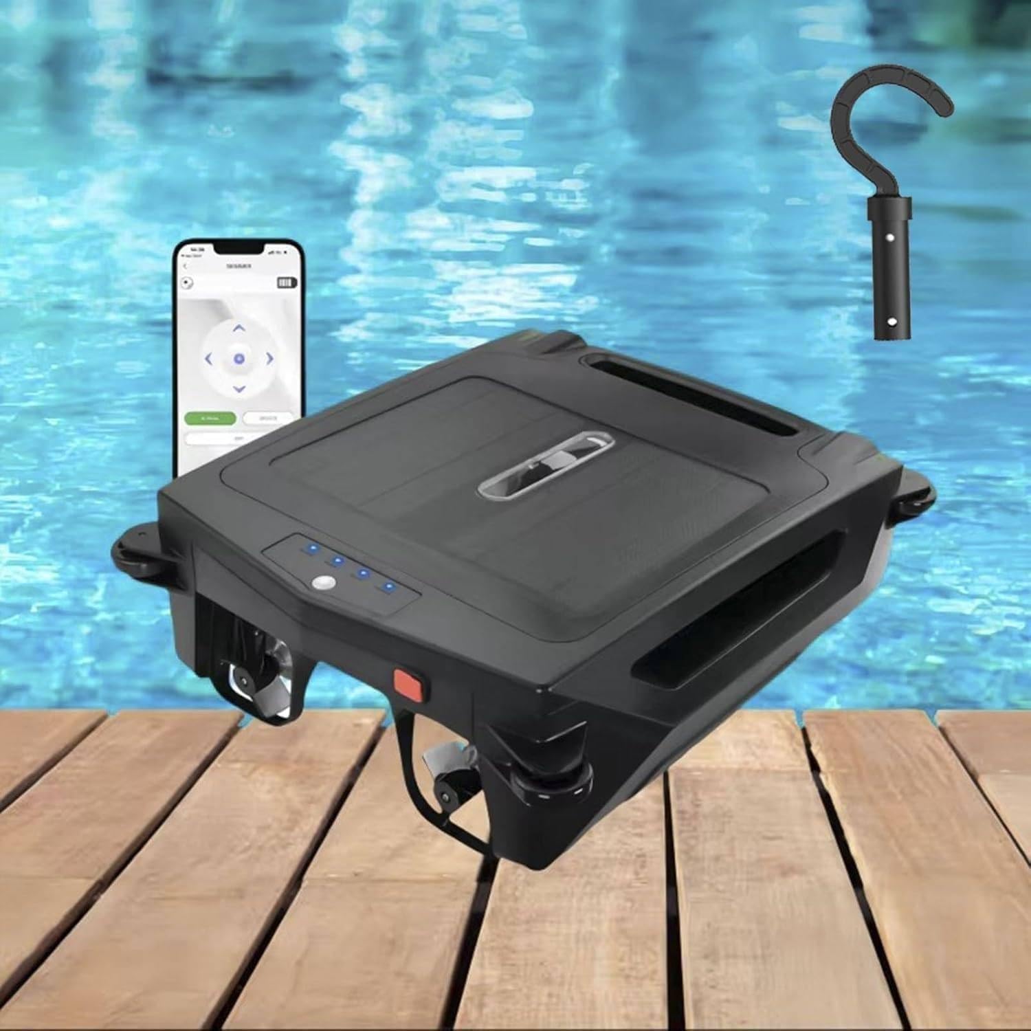 Pool Cleaner Robot - Automatic Dual Mode Skimmer Cleaner with Solar and Rechargeable Options for Pools up to 1076 Sq/Ft - Continuous 24/7 Operation