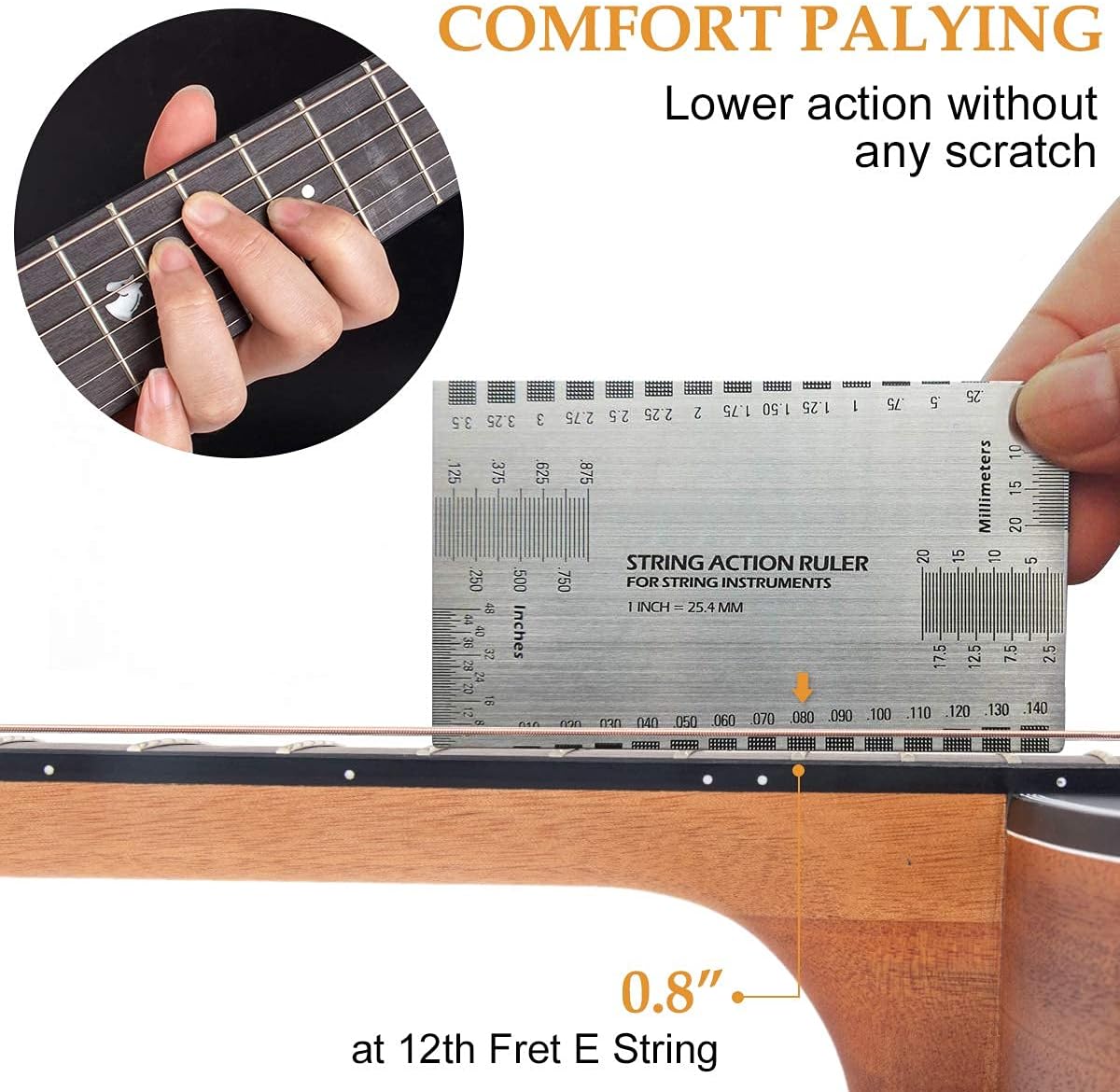 lotmusic 41 Inch Acoustic Guitar Full-size Dreadnought Professional Cutaway Folk Guitarra Bundle 6 Metal Strings with Beginner Kit (Gig Bag, Tuner, Strap, Picks all accessories