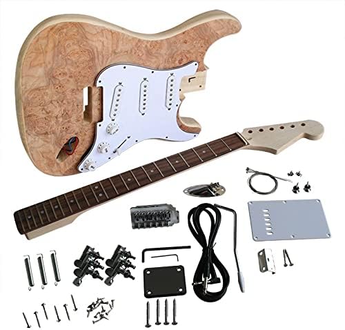 Unfinished Guitar Kit Electric Guitar Materials Maple Solid Wood Leather Basswood Body Hard Maple Neck Electric Guitar Material Combination Handmade ​Guitar Body