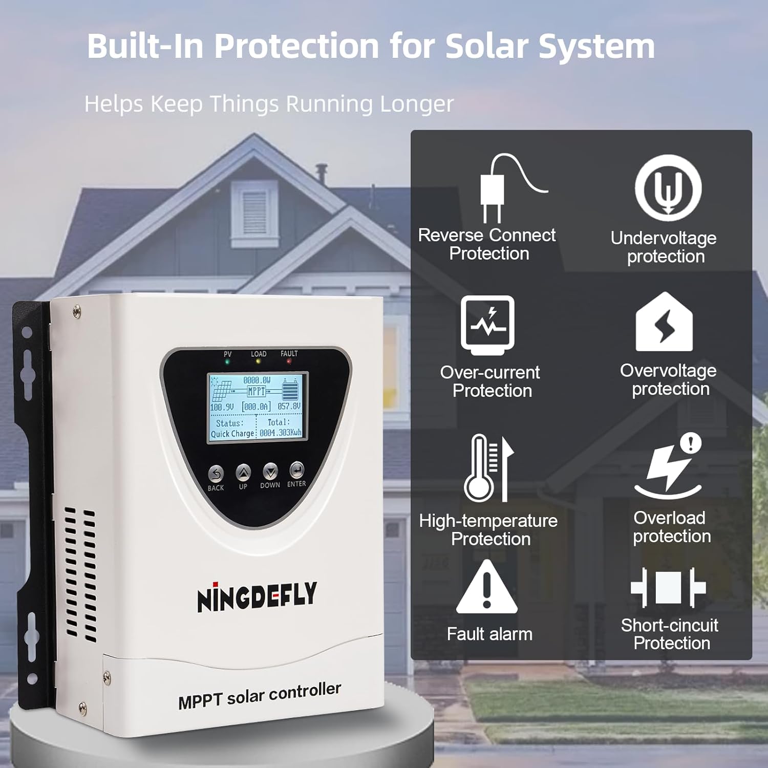60A Mppt Solar Charge Controller 12V 24V 36V 48V Solar Panel Charge Controller Input DC150v Intelligent Regulator with LCD Display Charge for Gel LiFePO4 SLD FLD Batteries