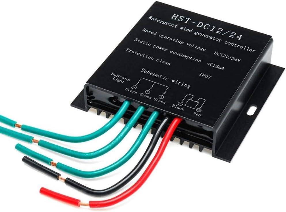 2000W Waterproof Wind Turbine Charge Controller Low Wind Speed DC 12V/24V 48V Wind Generator Battery Charge Controller for Wind Turbine and The Battery,Black,220V