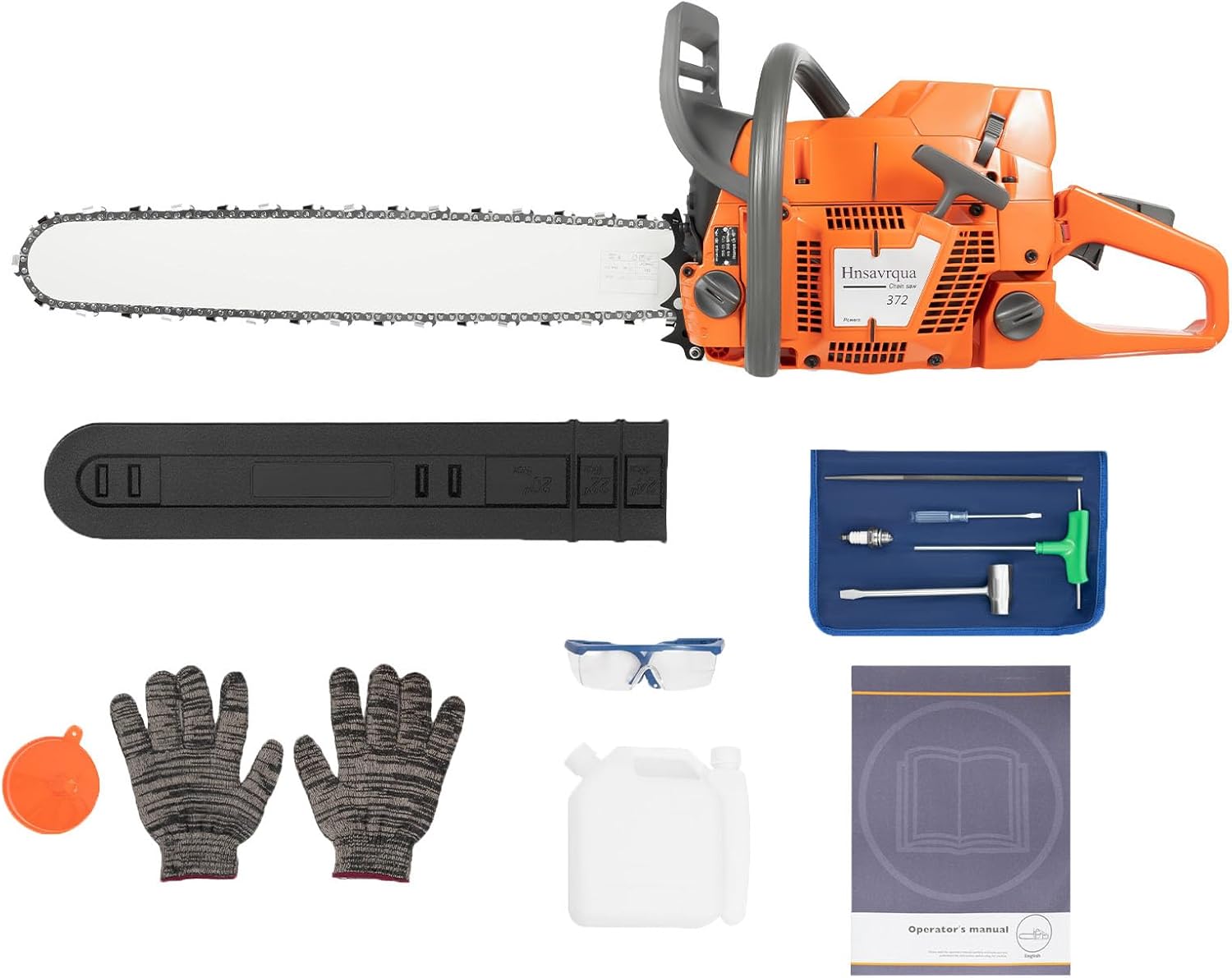 Gas Chainsaw, Power Chain Saw with 24 inch Guide Bar, 2-Cycle Chain saws Gasoline Handheld Cordless Petrol Chain Saws for Trees Gas Powered Farm, Ranch and Garden Tools (72CC, 3.9KW)