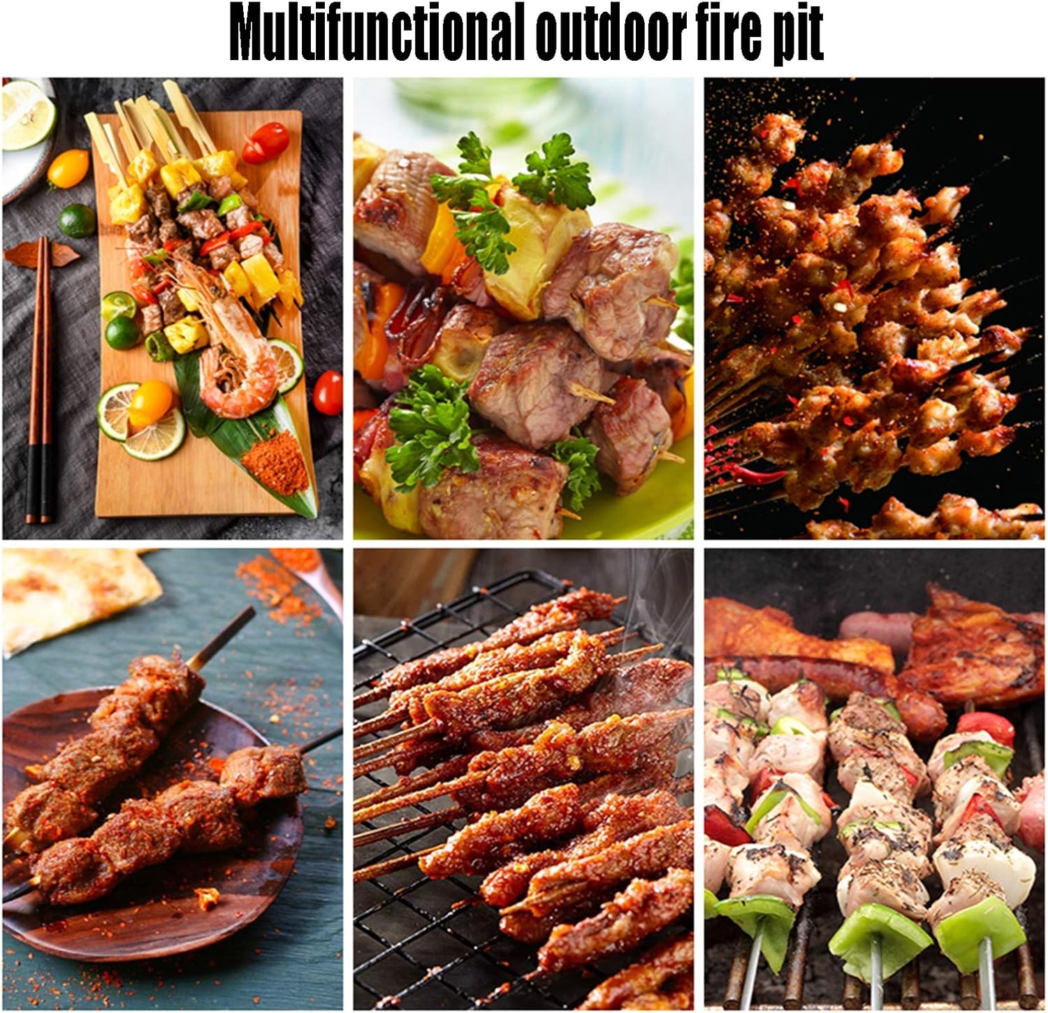 Outdoor Fire Pit Portable Garden Bonfire Pit, Outdoor Heater with Cooking Grill, Wood Burning Fire Pit, 81cm/31.8