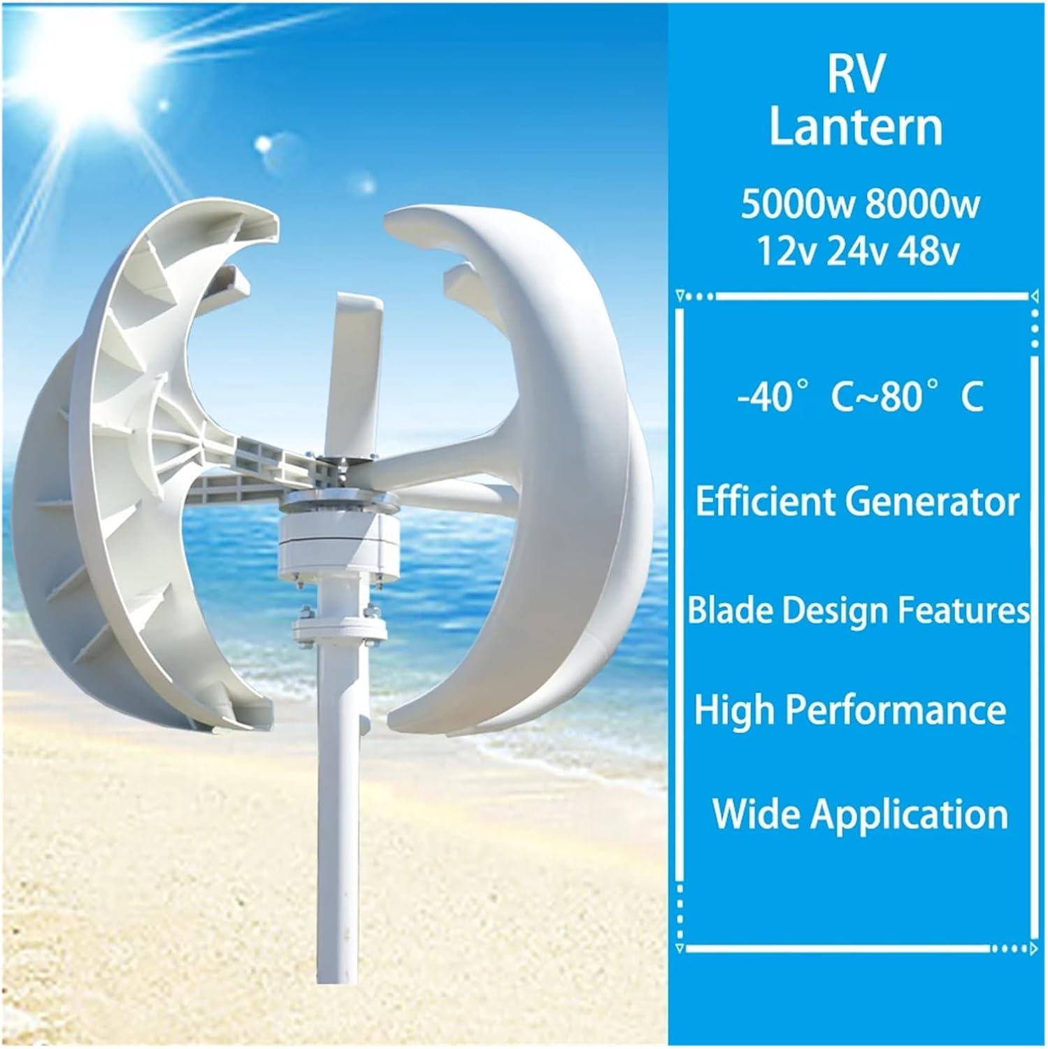 5000W 8000W Vertical Axis Wind Turbine 12V 24V48V Windmill Motor Quick Start Home Farm Hybrid Street Light with MPPT Controller Low Starting Speed for Home(White,24V_8KW)