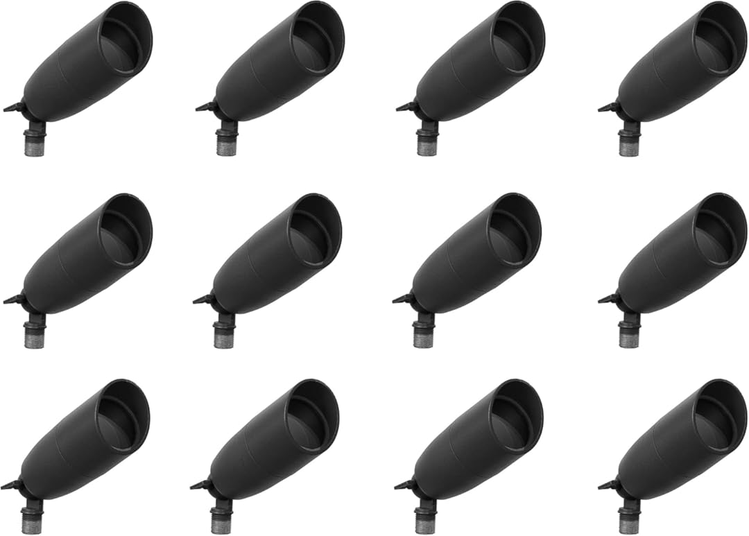 SEVEN LIGHTING LED Low Voltage Outdoor Directional Lights - 12V AC 36° Beam Angle Landscape Spot Up Light- All Accessories Included IP67 Waterproof, 3000K Warm, Aluminum Housing, Black, 12P (DL-128)