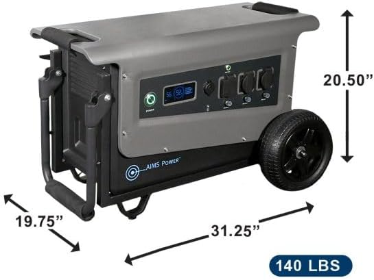 Portable Solar Generator 3.1 kWh 30 Amp Output Lithium Battery | Solar & Grid Inputs