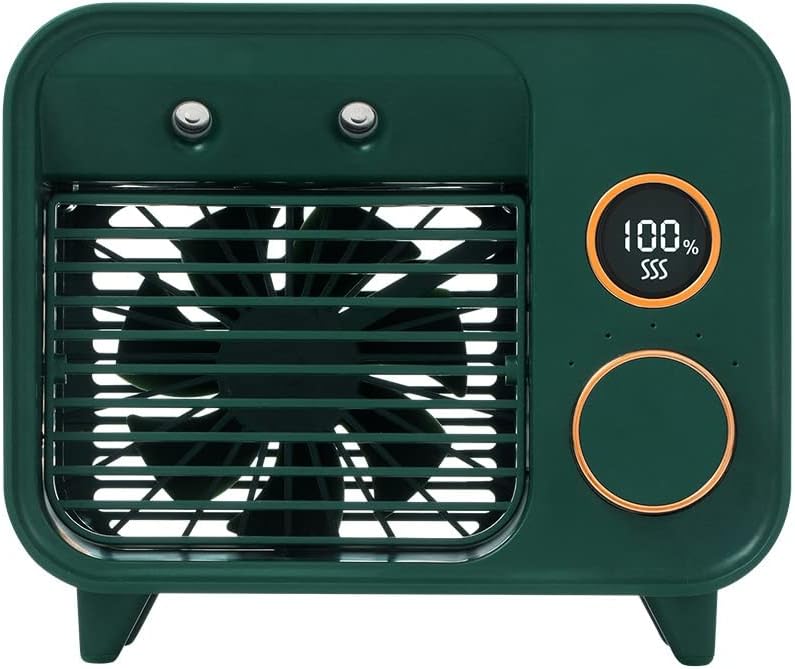 Portable Air Conditioner-2000mAh Rechargeable Personal Air Cooler with 5 Speeds, Quiet Mini Air Conditioner Fan, Desk Cooling Fan for Home, Bedroom, Travel, and Office (Color : Green)