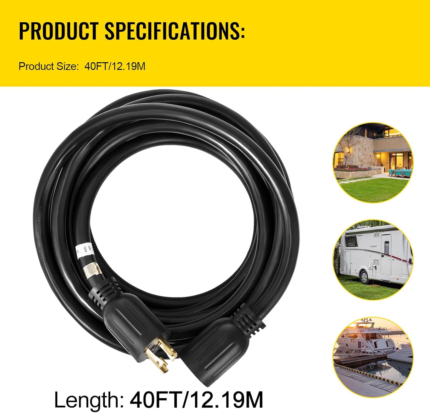 Happybuy Generator Extension Cord 40 Feet Long, 10 Gauge Heavy Duty Extension Wire with 30 Amp Capacity