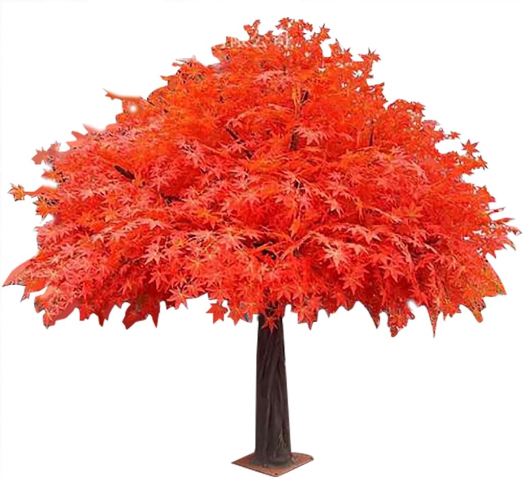 Artificial Red Maple Tree for Hotel Lobby, Large Lifelike Faux Plant with Fade-Resistant Leaves(10ft)