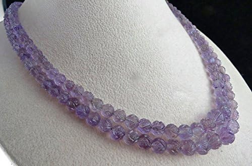 17 inch 2 Strand Necklace of Natural Amethyst Round Shape Carved Cut 10-6mm Beads for DIY Jewelry Making.