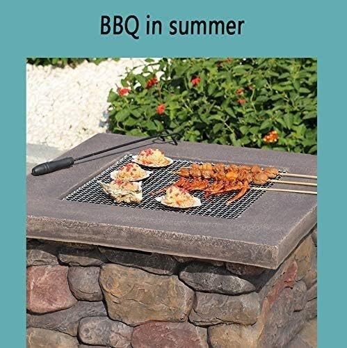 Outdoor Fire Pit Fire Pit Tables for Outside Patio, Wood Burning Fire Pit, with BBQ Grill Shelf, Steel Frame, for Outdoor Camping