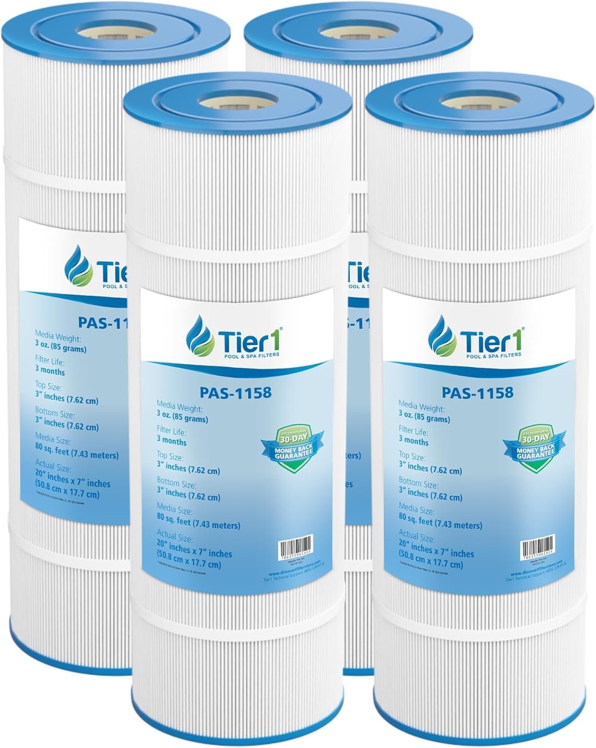 Tier1 Replacement for Pentair CCP320 Pool Filter 4-Pack | Compatible with Unicel C-7470, Pleatco PCC80, Filbur FC-1976, Clean & Clear Plus 320 | 20