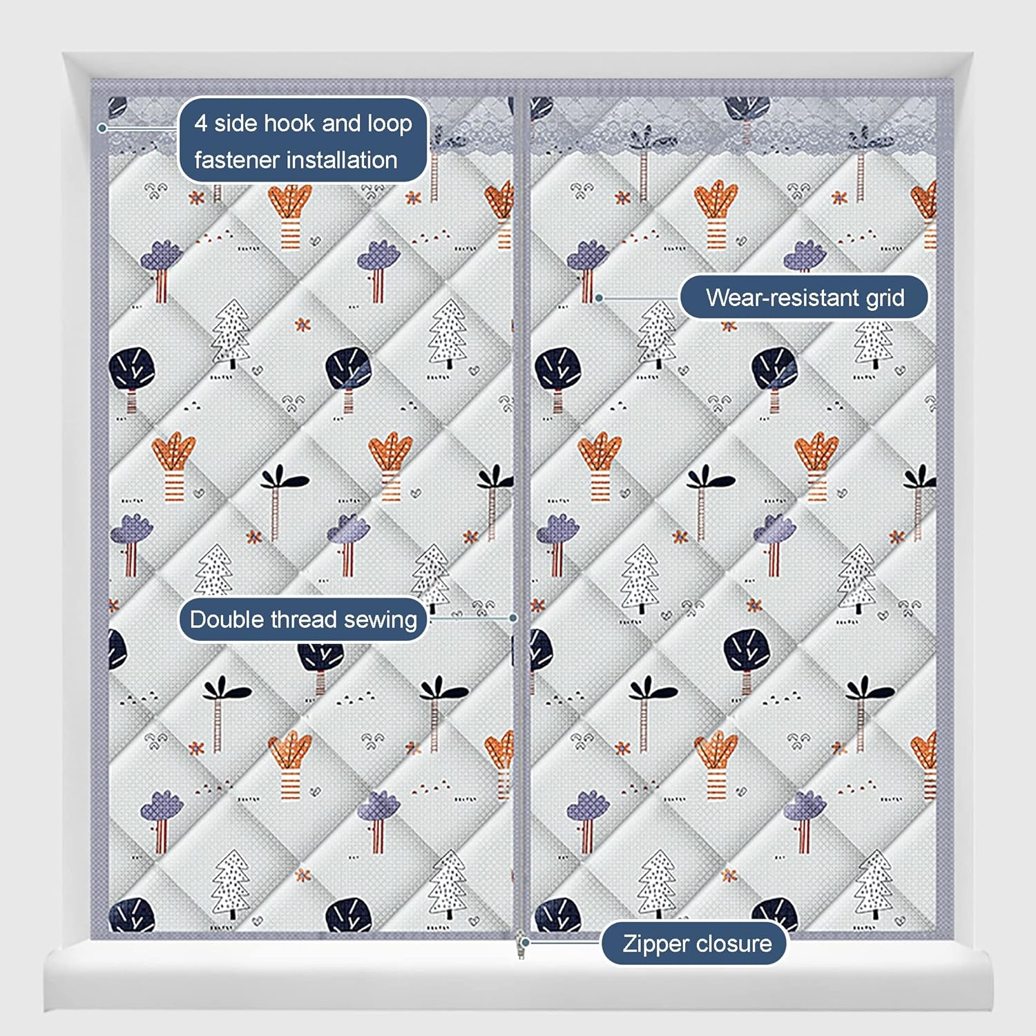 Warmth Retention Curtain,Thermal Insulated Curtains, Blackout Curtains,Curtain for Window,Waterproof, Windproof,Privacy Screen,for Air Conditioner Room,Heater Room, Living Room,Custom Size