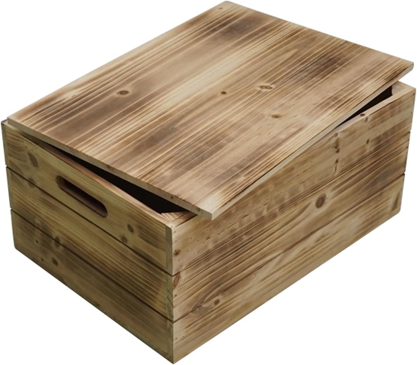 Natural Wooden Storage box With Multiple Sizes Finishes Stackable Organizer With Handles for Home Office Workshop Stationery Books Tools Organization(Café clair vieilli,60 * 38 * 30cm)