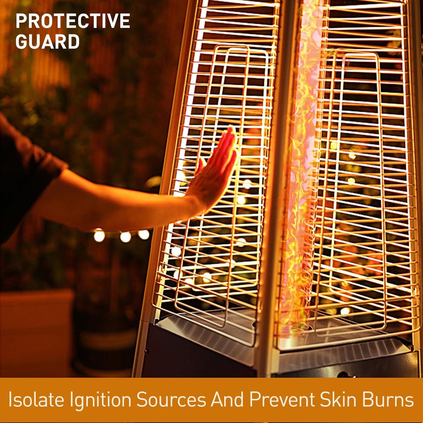 48,000 BTU Pyramid Propane Patio Heater Outdoor Heaters for Patio with Quartz Glass Tube Metal Reflector Tip-Over Shutoff Wheels Smokeless Fire Pit Alternative