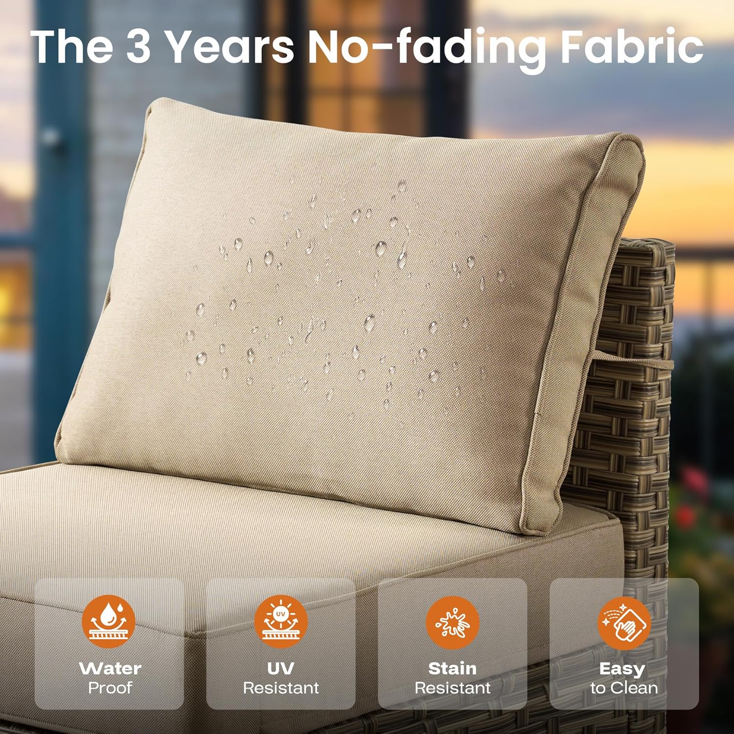 ovios 10 Piece Patio Sectional Furniture with 42in Fire Pit Table, Rattan Wicker Coversation Setwith Single Chairs, Outdoor Sofa Set for Outside Porch Balcony Backyard Pool, Beige