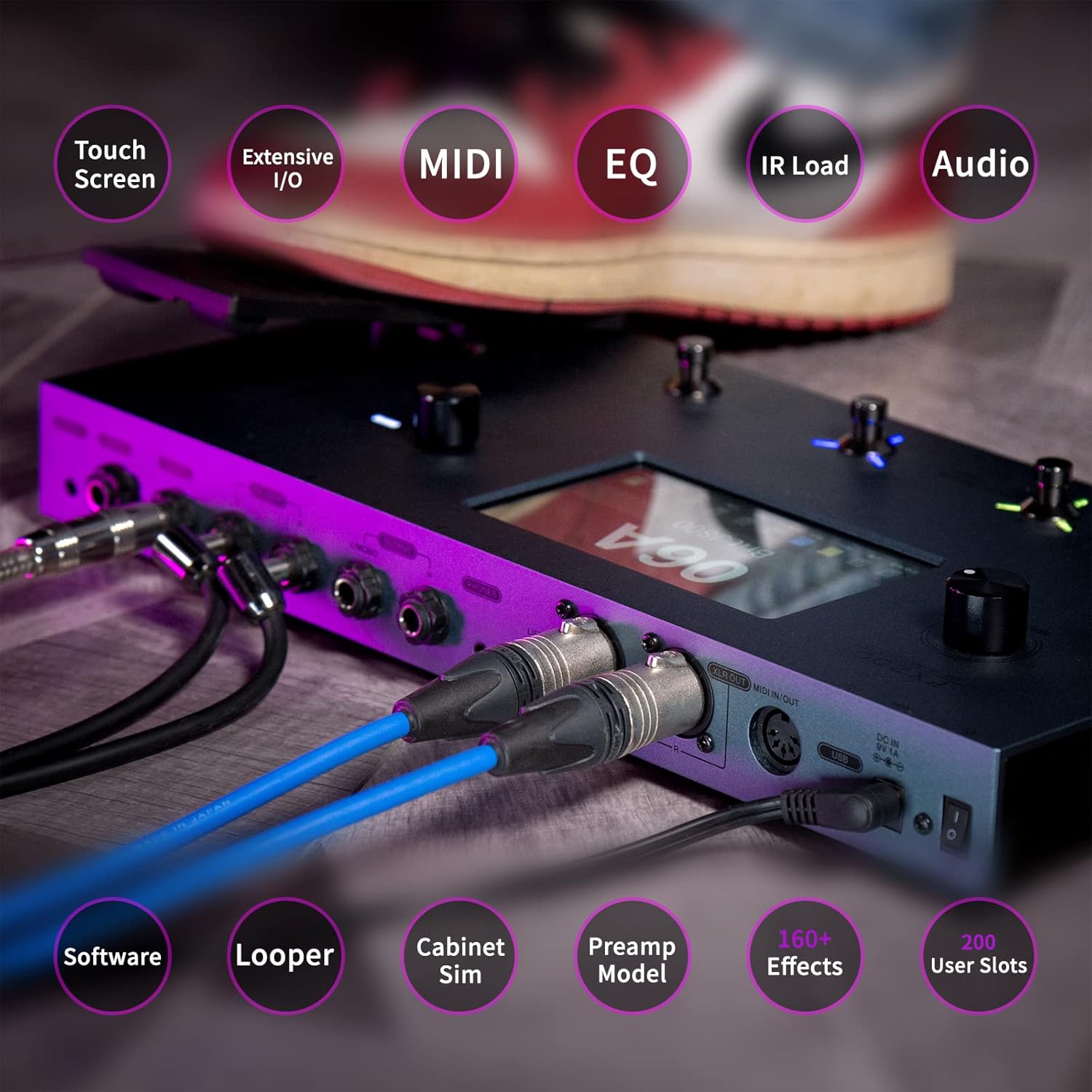 FLAMMA FX200 Multi Effects Guitar Processor with 5” LCD Touch Screen Programmable MIDI Port Extensive I/O Support Modules Order Changing USB Audio Recording 58 Preamp Models 30 Cabinet Simulations