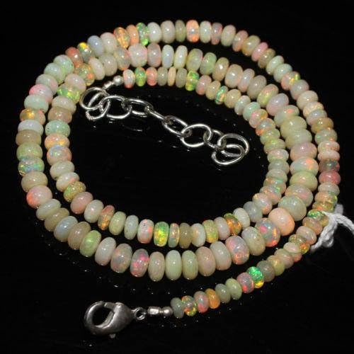 ethiopian fire welo opal smooth rondelle beads necklace 4mm 5mm 16