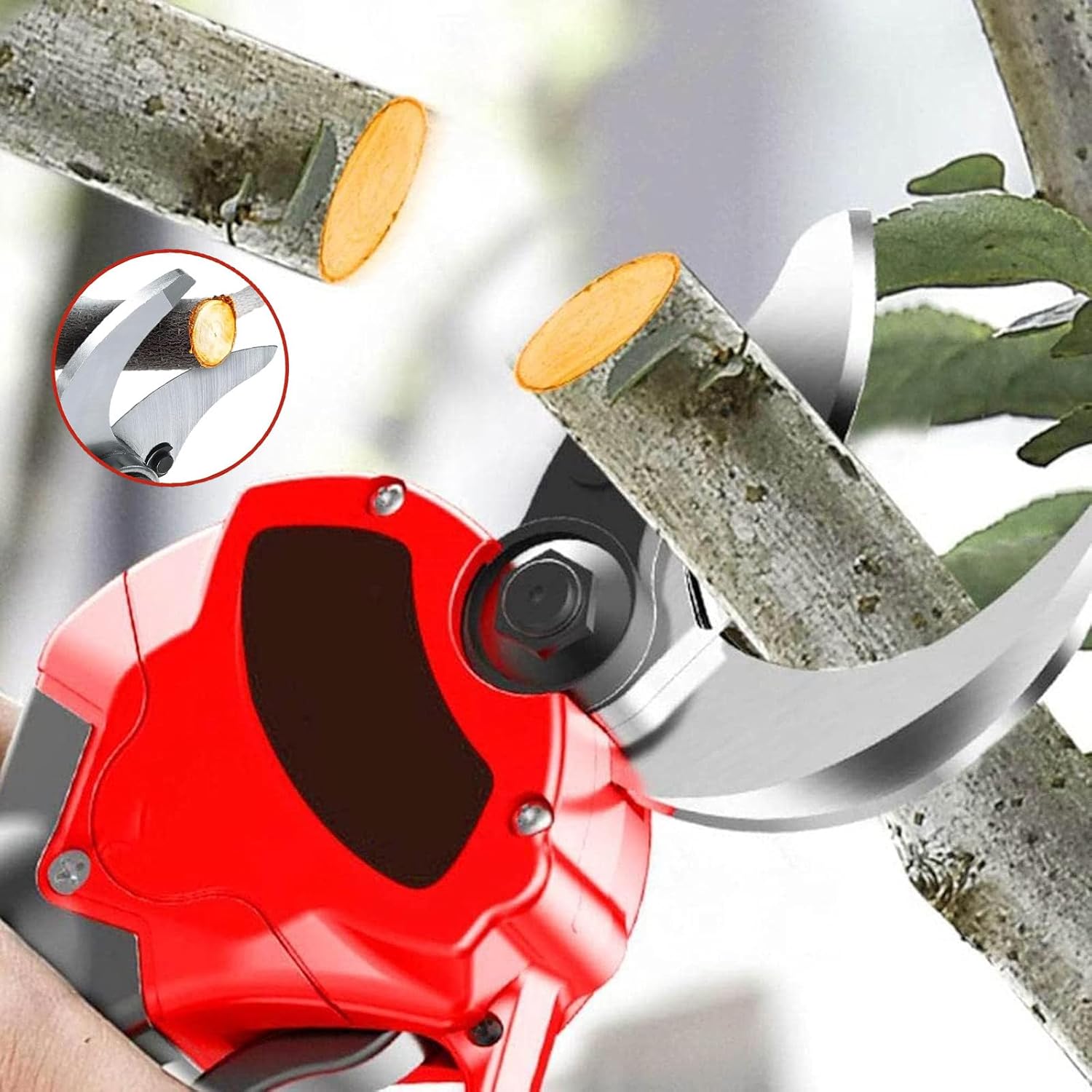 21V Electric Pruning Shears, Heavy Duty Electric Pruners for Gardening, Tree Pruner Branch Cutter with Replacement Blade Set, 2 Batteries and Charger,30mm(1.2in)