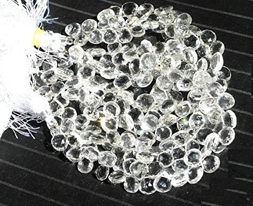 13 inch natural beads strand of 9-10mm faceted heart crystal quartz gemstone briolletes beads for DIY jewelry - necklace, bracelet, earring, ring.