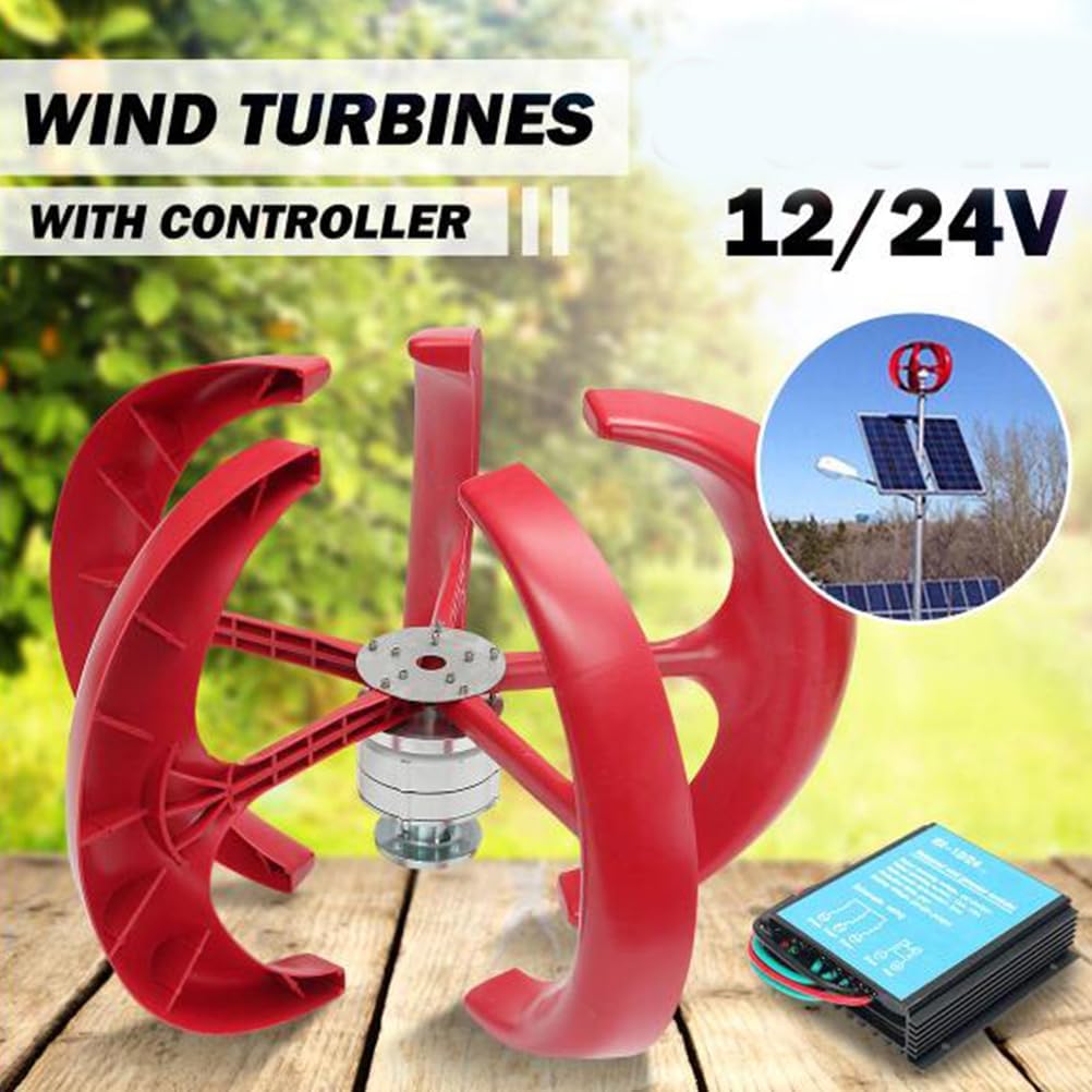 Wind Turbine 12V24V 48V 12000W Wind Turbine Generator red Lantern Vertical Axis Garden Boat Wind Generator 5 Leaves Wind Turbine Kit with Controller
