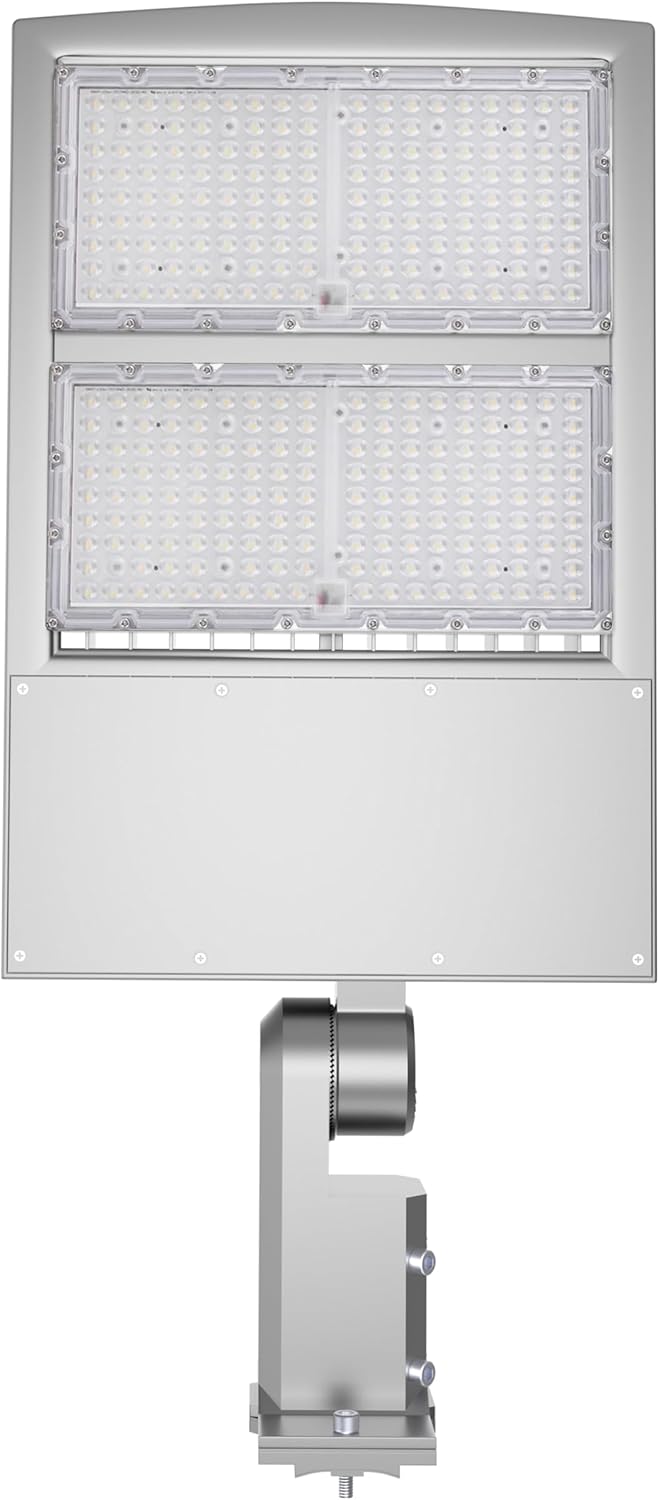 LEDMyplace LED Parking Lot Lights - Adjustable Outdoor Commercial Lights for Security with Photocell, 300W, 5700K Daylight, 39900 Lumens, 120-277V, IP65 Dusk to Dawn LED Outdoor Light (Silver)