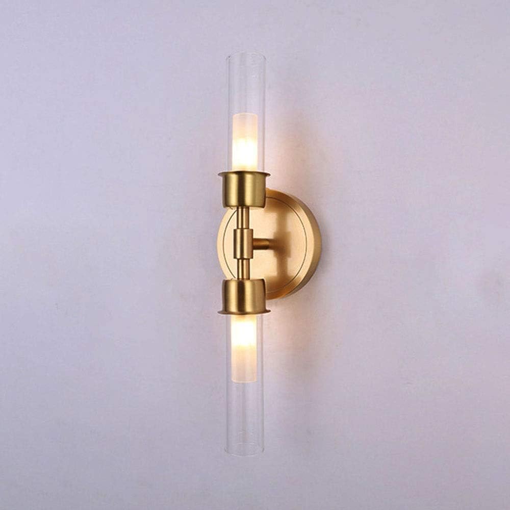 Modern Wall Sconce Brass Wall Lighting Fixture with Glass Shade, Copper Flush Mount Wall Lamp Indoor Wall Wash Lights for Bedroom Bedside Living Room Hallway, G9 Socket (Color : Copper)