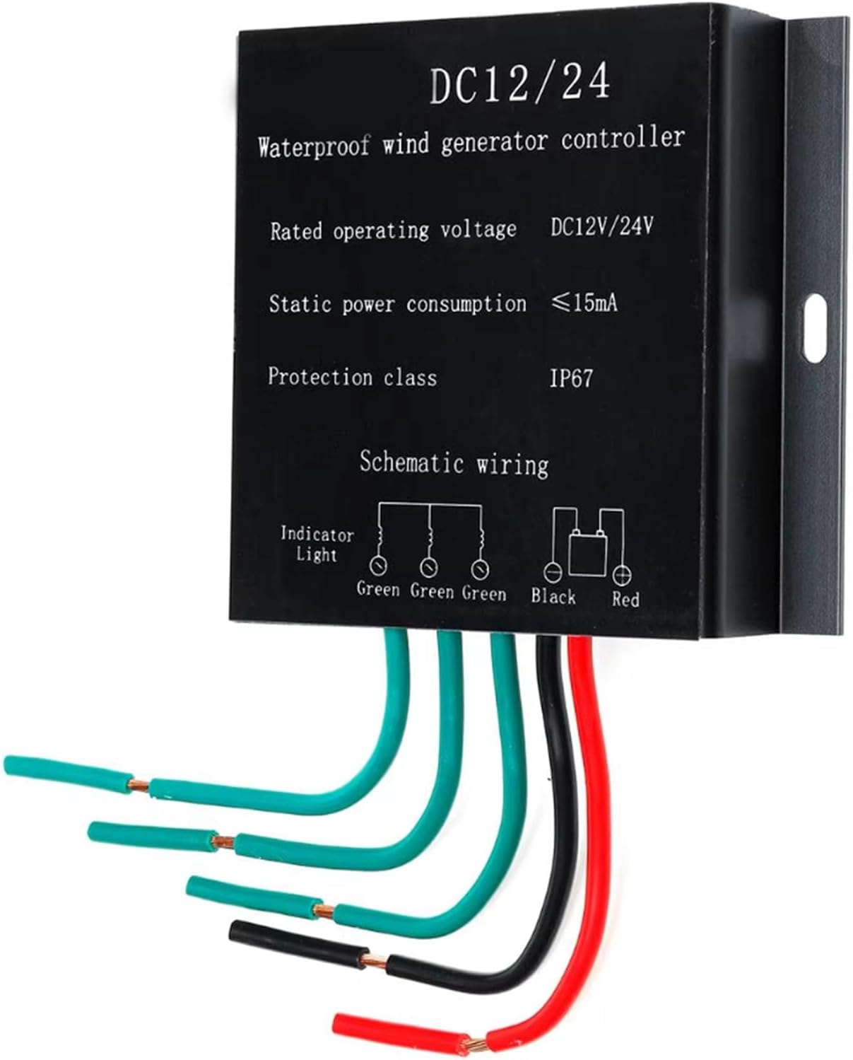 Black,24V, 3000W Wind Solar Hybrid Controller, 220V 48V 24V 12V Wind Turbine Generator Controller Battery Charge Regulator,for Wind Turbine Systems(Black)