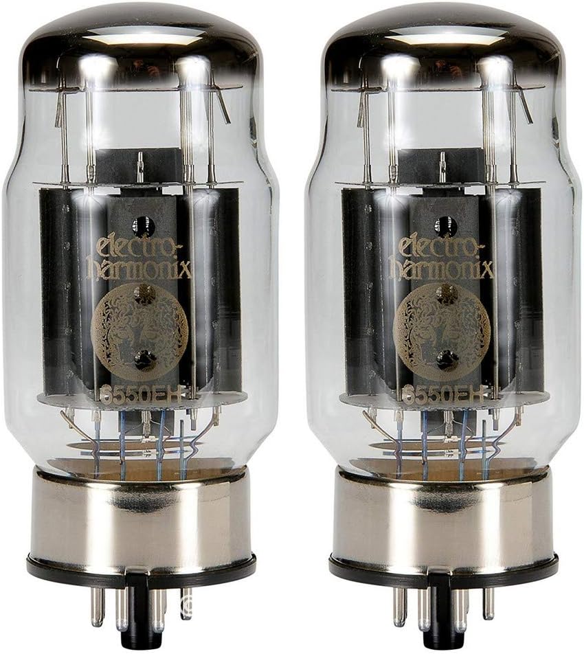 Electro-Harmonix Vacuum Tube - 6550, Matched Pair, Black, Tube Amplifier, Instrument Amplifier Tubes, Compatible with Guitar, Double Bass, Keyboard, All
