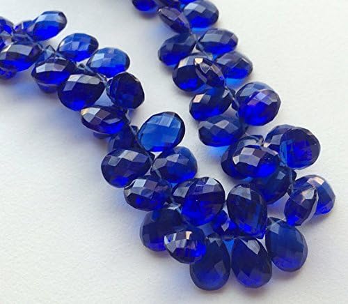 1 Strand Natural Blue Mystic Quartz, Hydro Cobalt Blue Color, Faceted Pear Beads, Blue Hydro Necklace, 7x10mm Each, 8 Inch