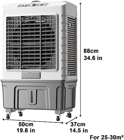 Swamp Cooler, Windowless Air Conditioner, Evaporative Air Cooler with 13.2gallon, 4 Ice Packs, 3-in-1 Cooling Fan w/3 Mode & 3 Speed, 7H Timer & Remote for Home Office Garage Outdoor(50x37x88cm/19.6x1