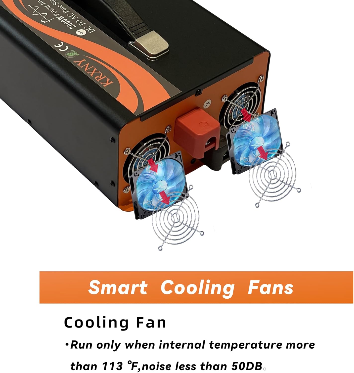 2000W Pure Sine Wave Inverter 48V DC to 110V 120V AC Power Converter for Truck Boat RV Camping Off Grid Home Solar System with Handle