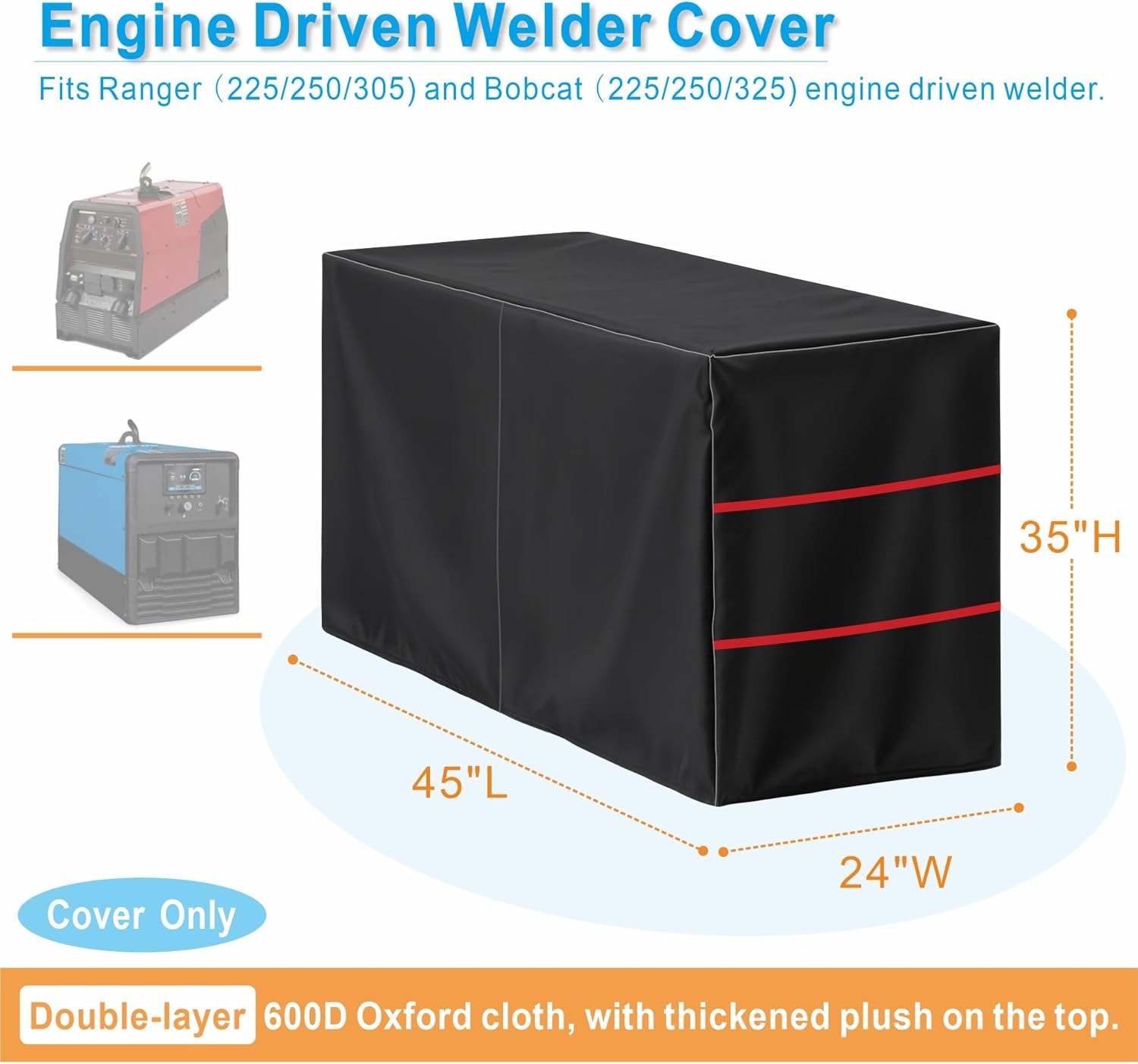 Engine Driven Welder Cover Heavy Duty Waterproof & Dustproof, Fits Ranger (225/250/305) and Bobcat (225/250/325) Engine Welder Generator - 45 