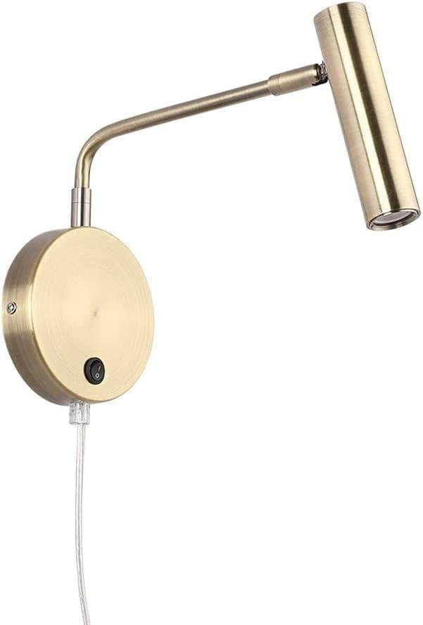 with Wired Plug Adjustable Angle 3 Watt LED Wall Lamp - Indoor Lighting Fixture Bedroom Bedside Reading Wall Lamp (Bronze White Light)