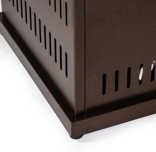 Propane Gas Fire Pit Table, 50000 BTU Square Steel Fire Pit for Outside Patio Deck Garden Courtyard-Brown 28