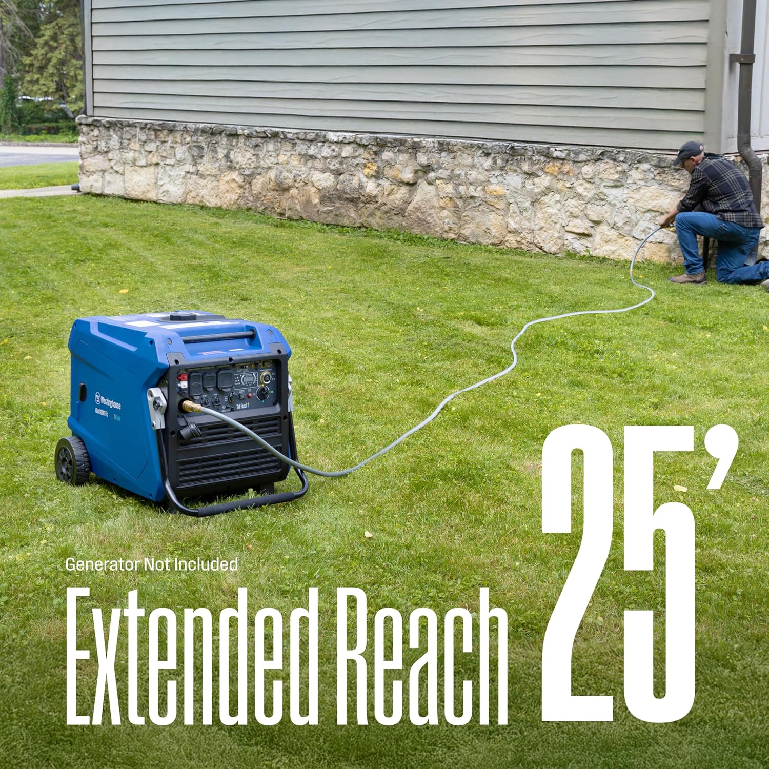 Westinghouse 25-Foot Natural Gas Hose with Adapter, 1/2-Inch Diameter, For Westinghouse Tri Fuel Generators