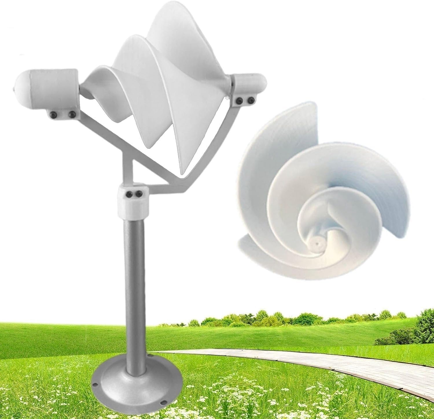 CAJUCA 10W Micro Spiral Wind Generator Model Permanent Magnet Generator DIY White Wind Turbine Model Breeze Start Generator Light