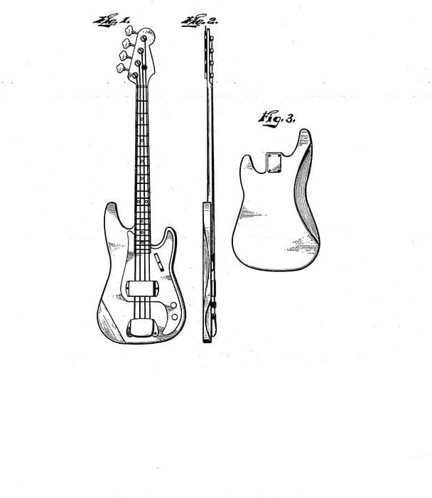 Vintage Patent Illustrations_Fender Bass Guitar Poster Print - Unknown (24 x 36)