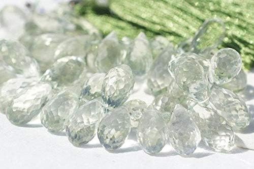 green amethyst micro faceted briolette 13 x 8 mm packet of 2 amethyst bead supplies